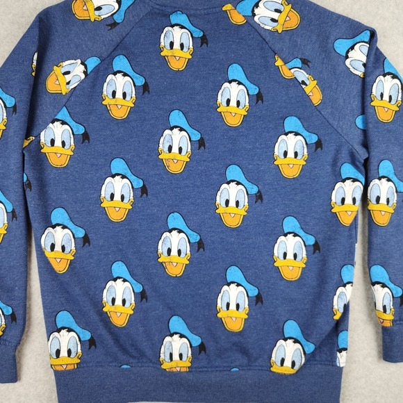 Disney Donald Duck All Over Print Sweatshirt Unisex Small S Blue Fleece Retro 90 - Picture 5 of 10